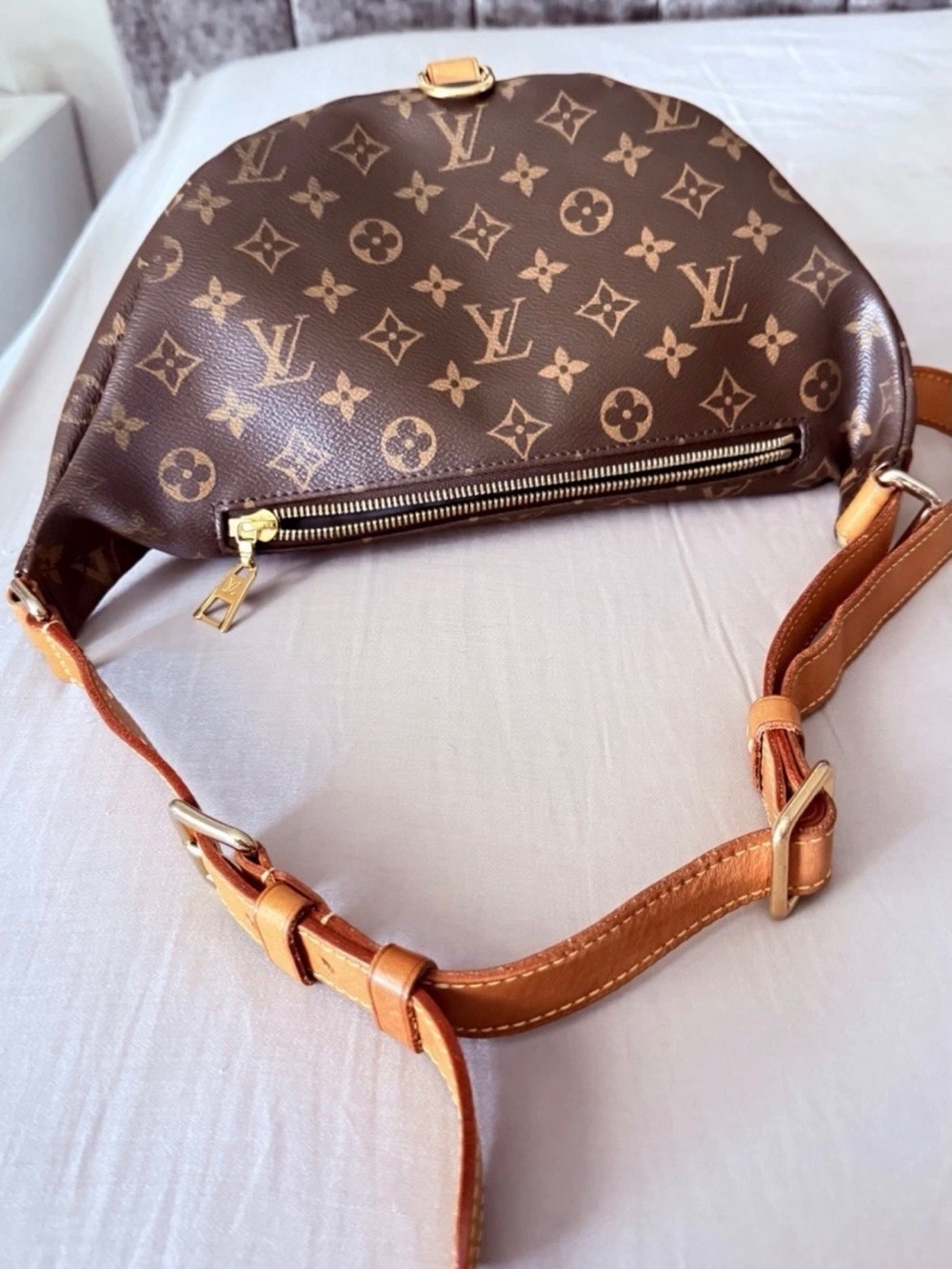 Louis Vuitton Brown Monogram Canvas Crossbody Belt Bag with Tan Trim - Picture 4 of 6